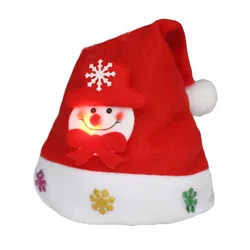 LED Christmas Hat Glowing Santa Caps Christmas Decorations Lovely Snowman ElK Hat For Children Adult New Year's Decor Kids Gifts