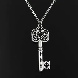 Simple Classic Fashion Vintage Skeleton Key Antique Silver Color Pendant Girl Short Long Chain Necklaces Jewelry For Women