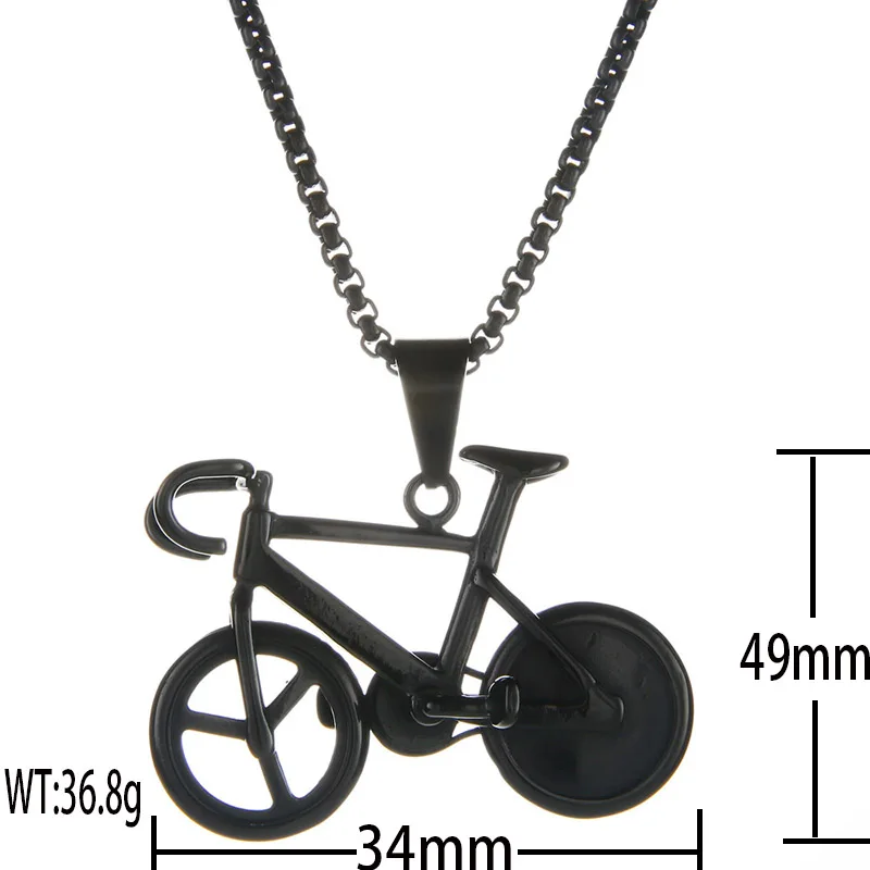 Valily Bicycle Necklace Black Color Stainless Steel Bike Pendants & Chain For Men/Women 2017 Hot Fashion Jewelry Necklaces image 2