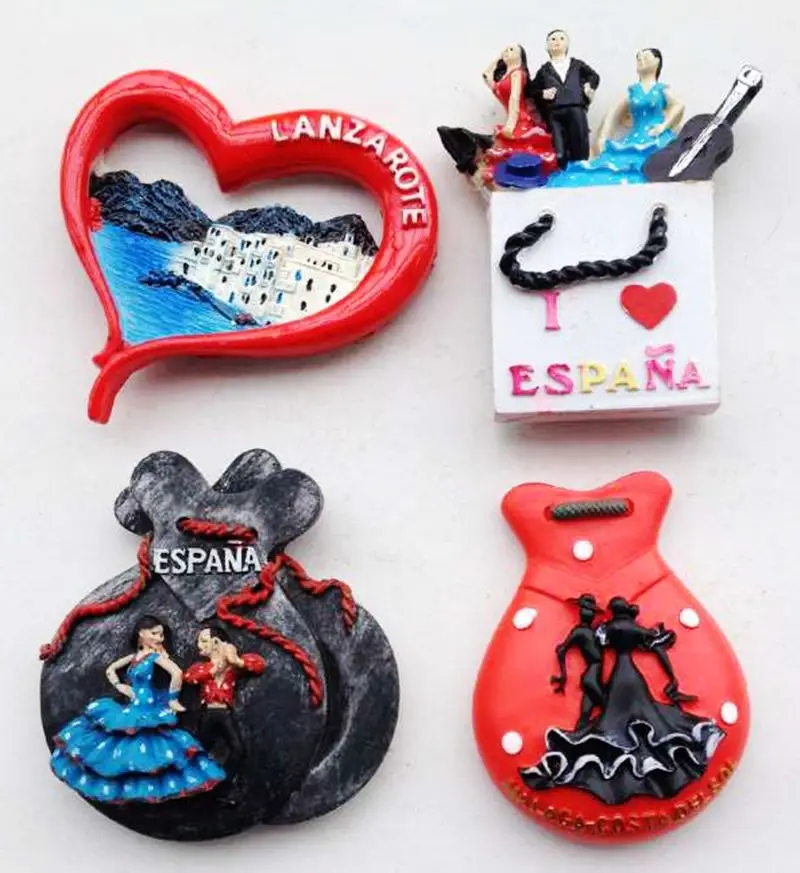 Hot Sale Hand-painted Spain Flamenco Dancing 3D Fridge Magnets Tourism Souvenirs Refrigerator Magnetic Stickers Wedding Gift