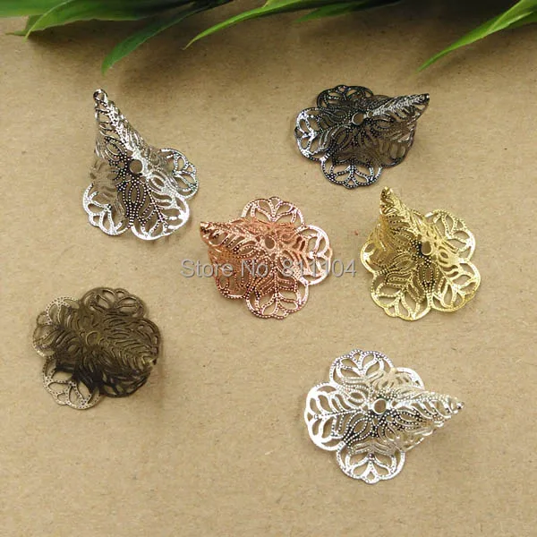 

23x28mm Multi-color Plated Brass Metal Blank Filigree 3D Flower Links Wraps Connectors Jewelry Findings Connectors