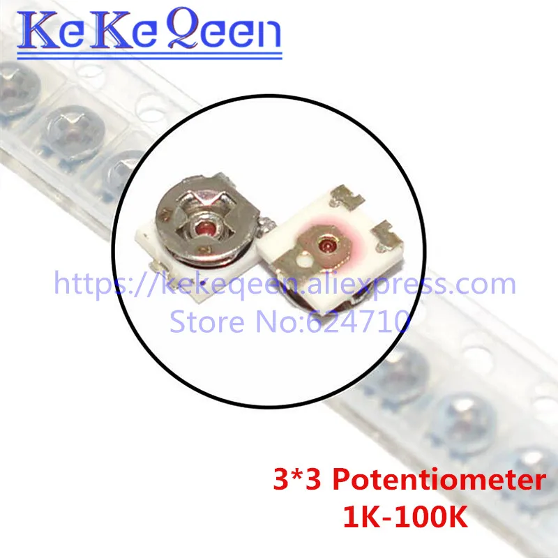 

20PCS/LOT 3*3 100R/200R/500R/1K/2K/5K/10K/20K/50K/100K 3X3 SMD Single-loop potentiometer