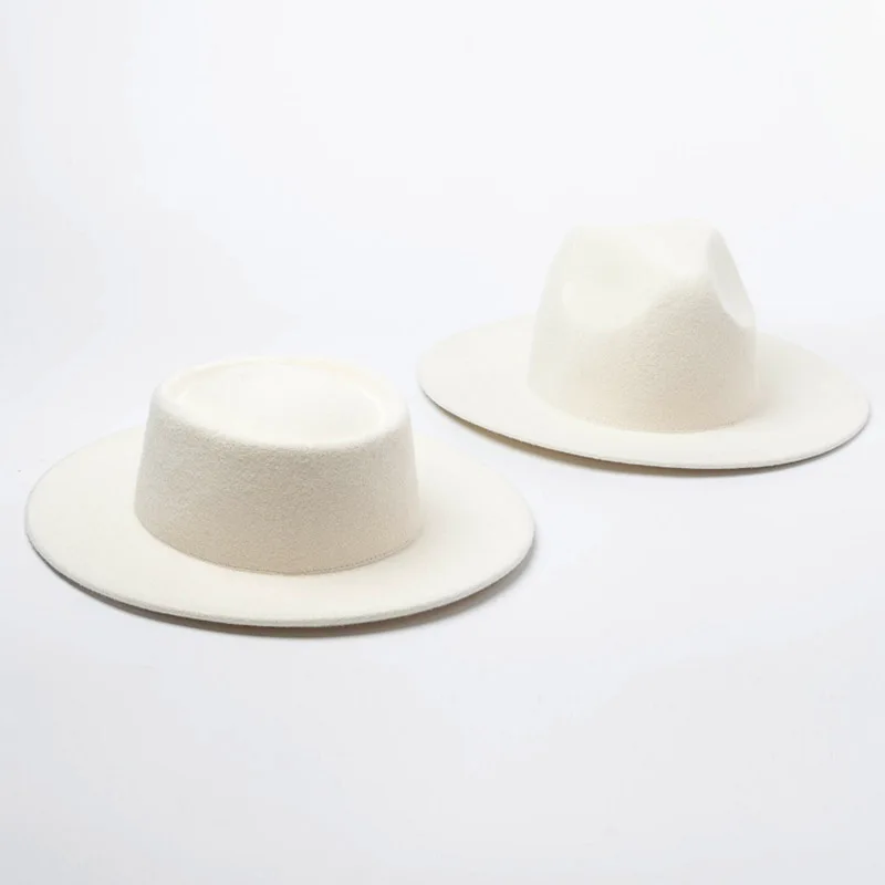 

Women 100% Wool Felt Hats White Wide Brim Fedoras for Wedding Party Church Hats Pork Pie Fedora Hat Floppy Derby Triby Hats Base