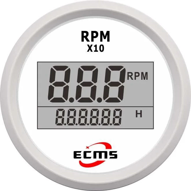 Marine Boat Car Truck Digital Tachometer RPM Tacho Gauge Hourmeter 9-32V 0-9990 RPM 52mm 2 Inch 316L Bezel