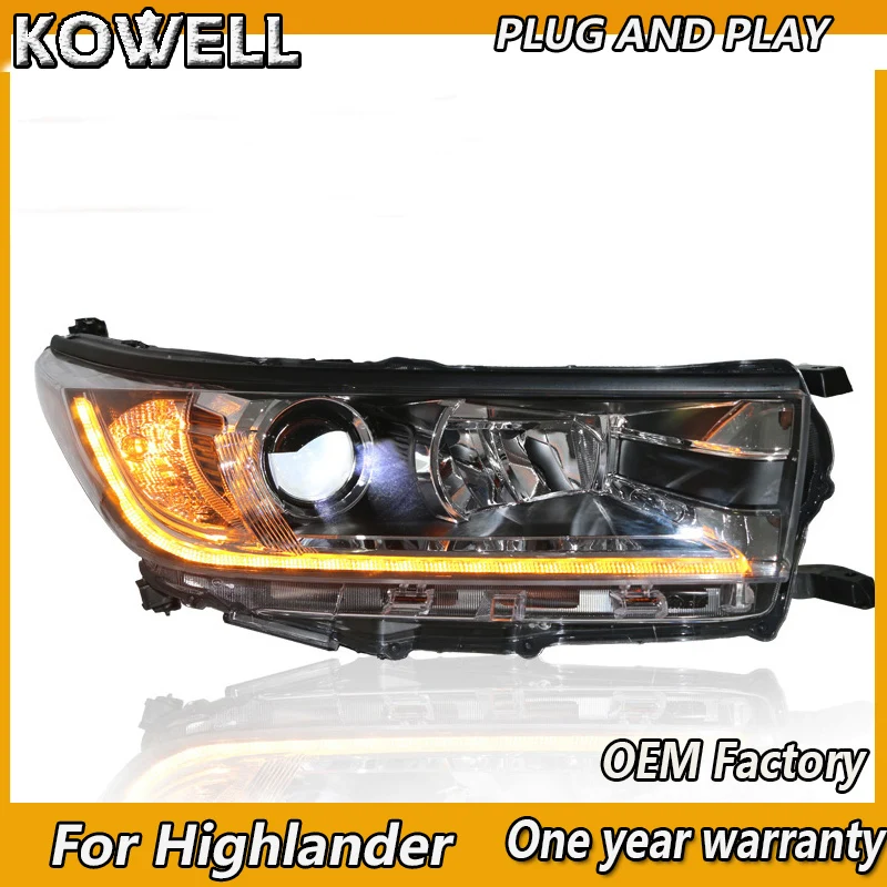 

KOWELL Car Styling for 2017-2018 Highlander Headlights high beam LED DRL Lens Double Beam D2H HID Xenon Dynamic turn signal