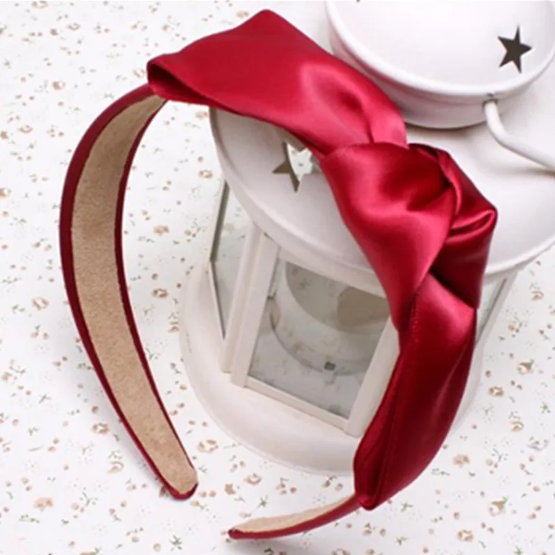 Elegant Red Bow Hairband Headband Women Korean Style Solid Satin Bow Headband for Women Hair Accessories Girls Bow Hairband