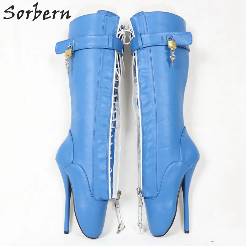 Sorbern Women Ballet Stilettos Boots Unisex Plus Size Ladies Party Boots Lace Up Real Image Custom Color Botines Mujer Bottes