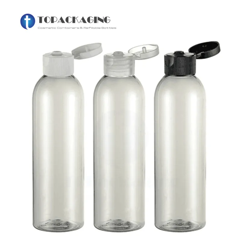 Botella de plástico transparente con tapa de rosca, contenedor de cosméticos, muestra de maquillaje, aceite esencial, rellenable, embalaje de champú vacío, 30 Uds. X 200ML