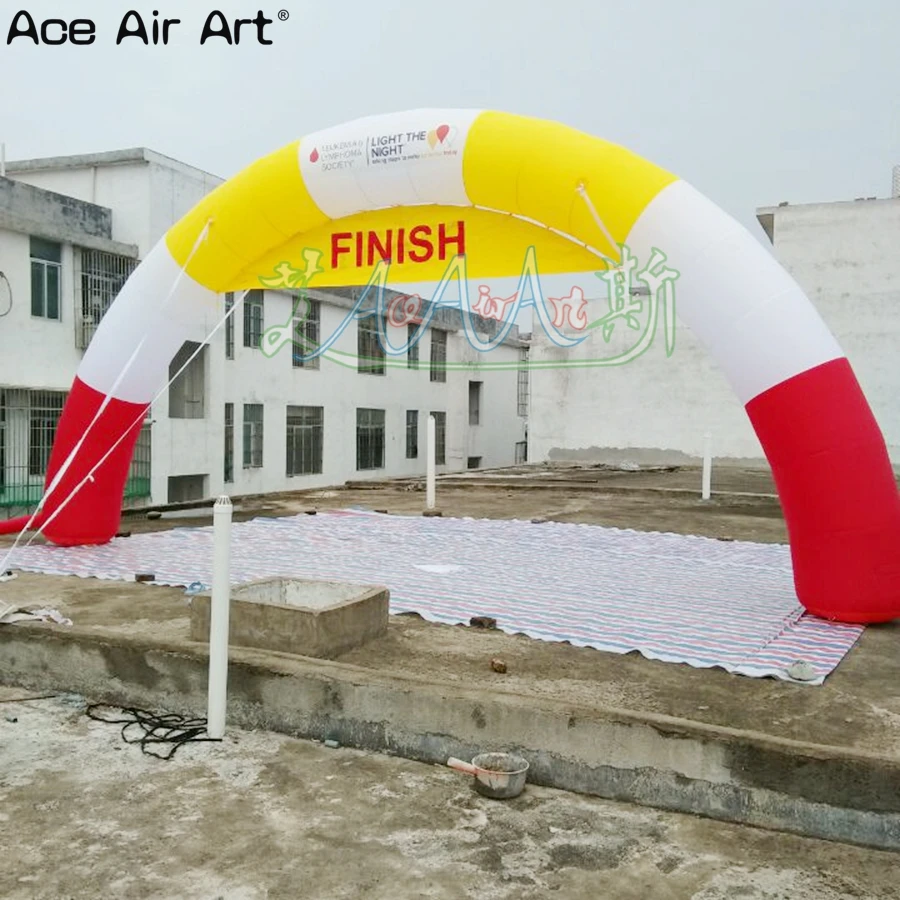 8m W x 4m H Yellow White Inflatable Semicircle Arch Curved Start Finish Line for Athletic Events by Ace Air Art