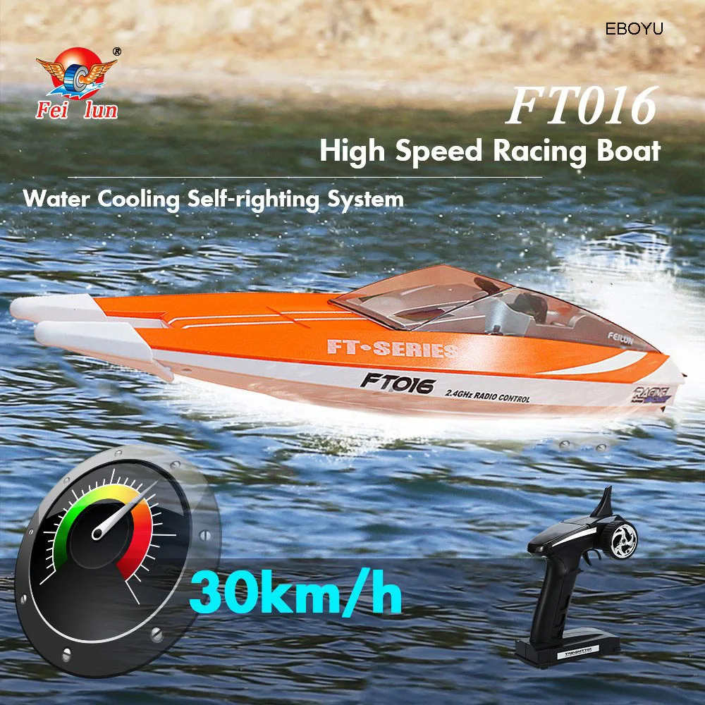 Feilun FT016 Rc Boot 2.4G 30 Km/h Hoge Snelheid Rc Racing Boot Met Waterkoeling Omgedraaid Zelf Oprichtende functie Gift Speelgoed Rtr