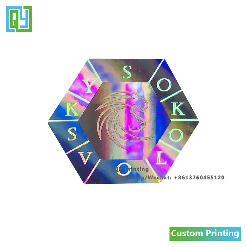 10000pcs Cheap Custom Anti Counterfeit Silver Hologram Honeycomb VOID Open Hologram 3D Printing Holographic Vinyl 3D Stickers