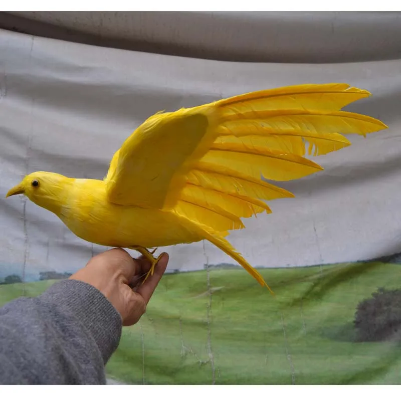 beautiful simulation bird model foam& feather wings yellow model gift about 32x50cm 2199