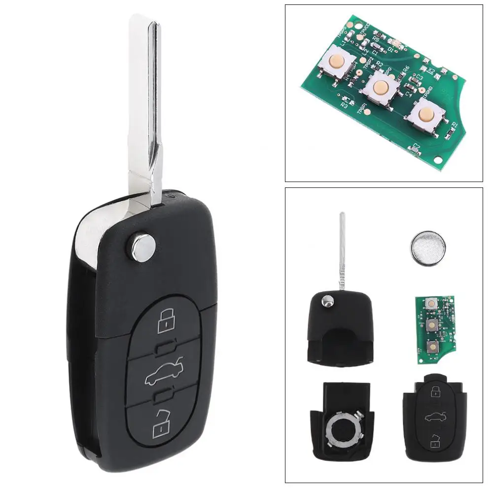 433MHz 3 Buttons Keyless Car Uncut Flip Remote Key Fob ID48 Chip 4D0837231A Fit for Audi A3 A4 A6 A8 Old Models With Battery 433MHz 3 Buttons Keyless Car Uncut Flip Remote Key Fob ID48 Chip 4D0837231A Fit for Audi A3 A4 A6 A8 Old Models With Battery