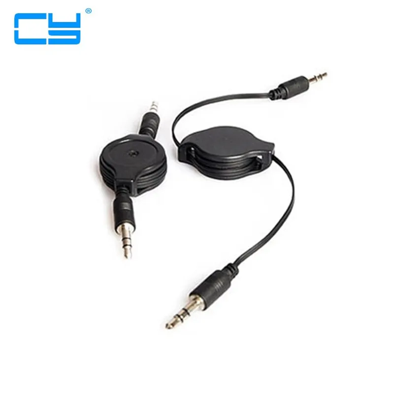 3.5 mét đến 3.5 mét nam âm thanh kết nối vàng cáp LINE IN Cáp Xe Aux RETRACTABLE ĐEN 80 cm