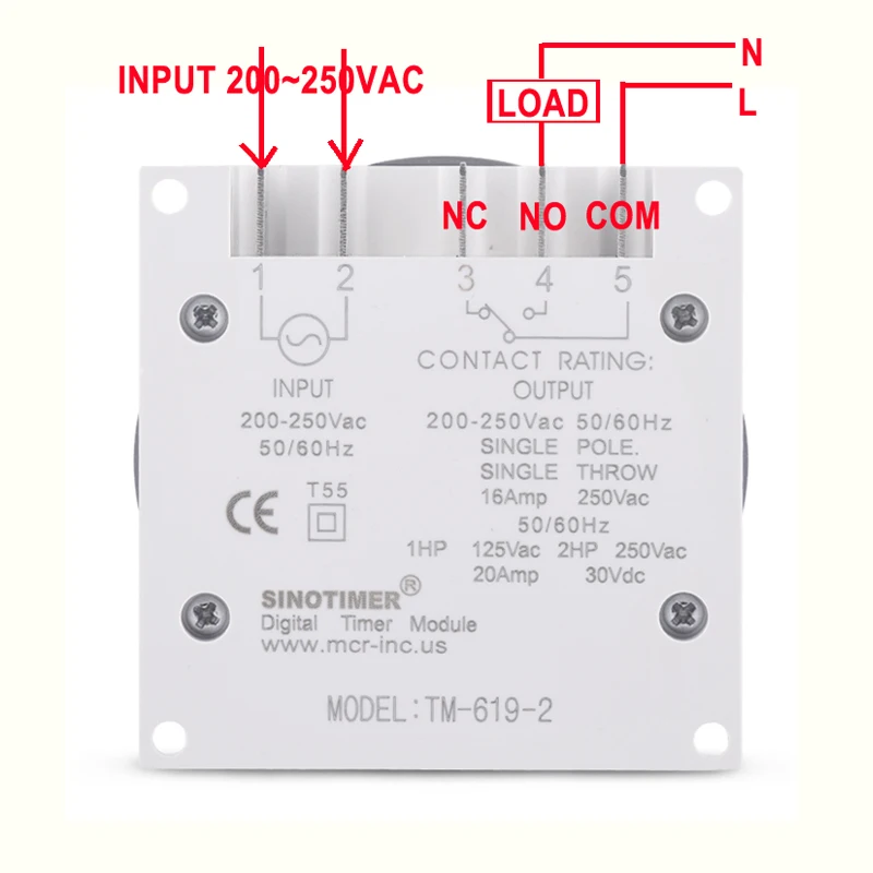 1NO + 1NC Volt free Output 16A Time Relay Control 220V 230V 240V 7 Days Programmable Digital Timer Switch