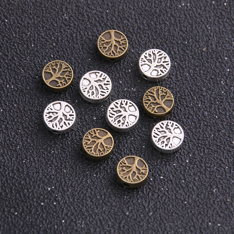 20pcs 9*9mm Three Color Round Tree pacer Bead Charms For Diy Beaded Bracelets Jewelry Handmade Making