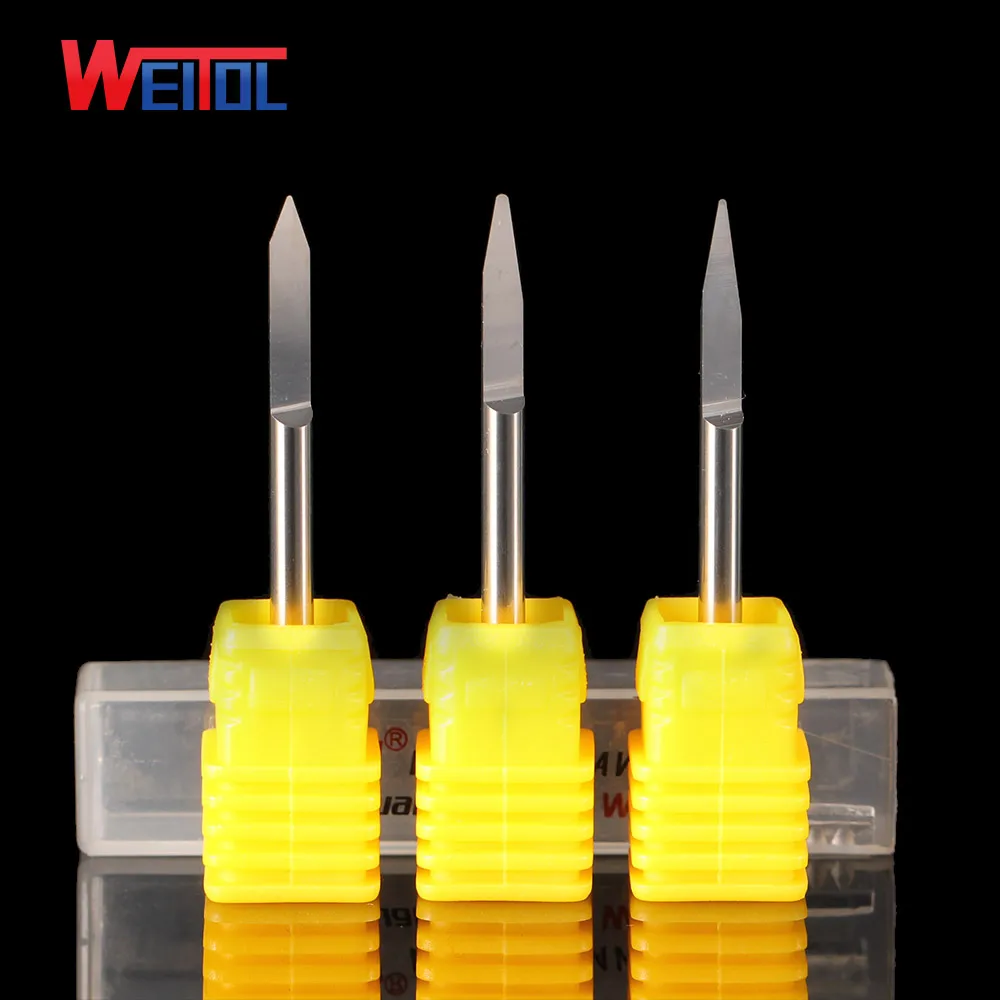 Weitol 1 pcs 3A 3.175mm V Shape round Bottom Carbide PCB Engraving Bits CNC Router Tool 10 degree 0.1mm