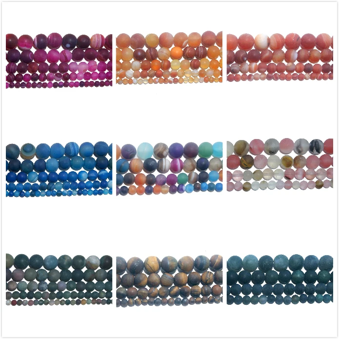 4 6 8 10 MM Dull Polish Matte Natural Stone Bead Pink Quartz Amethysts Agates Amazon For Jewelry Making DIY Bracelet Necklace