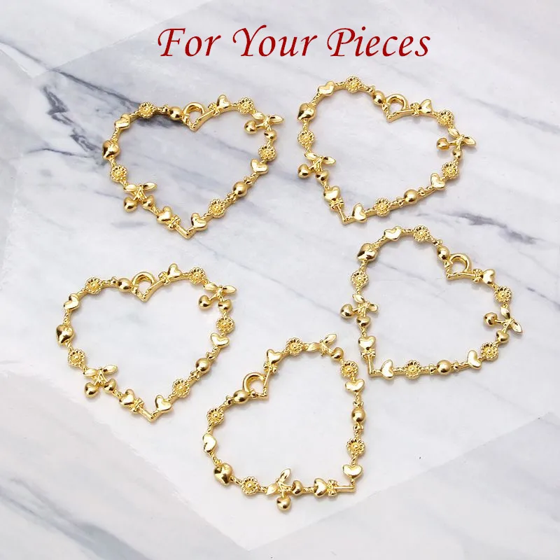5Pcs Sweet Heart Blank Resin Frames Pendant Open Bezel Setting UV Resin DIY Accessories Necklace Earring Jewelry Making