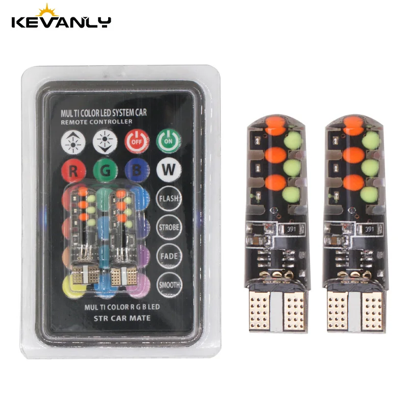 RGB LED T10 W5W Led 194 168 W5W 5050 SMD Samochodowa lampka do czytania Samochodowa lampa klinowa Żarówka LED RGB z pilotem 12V