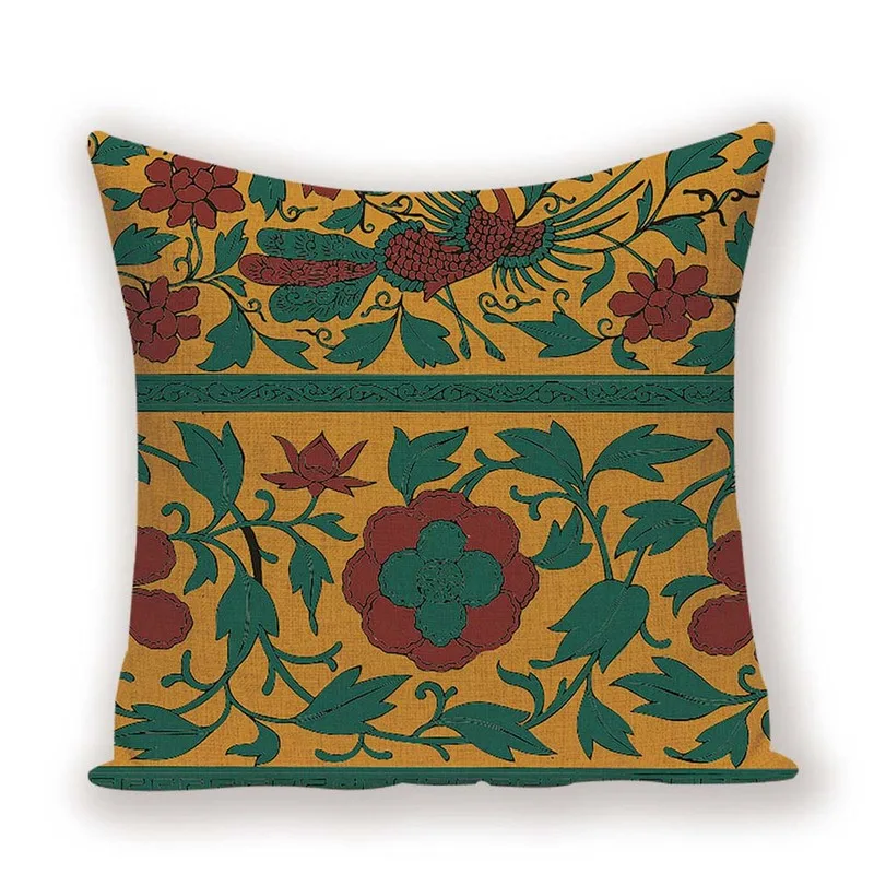 Vintage Decorative Cushion Covers Home Decoration Nordic Green Throw Pillows Cover Shabby Chic Floral Polyester Pillow Case 45 *