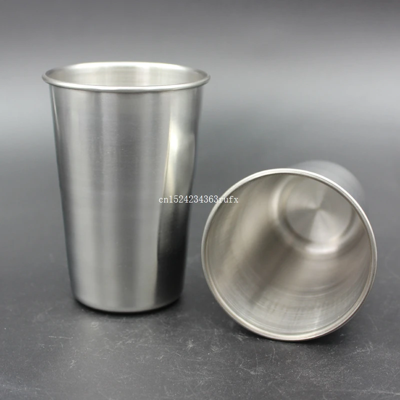 

100pcs 500ML Stainless Steel Cups 16oz Tumbler Pint Glasses Metal Kitchen Bar Large Drinking Mug Beer Glass Cups Drink Mugs