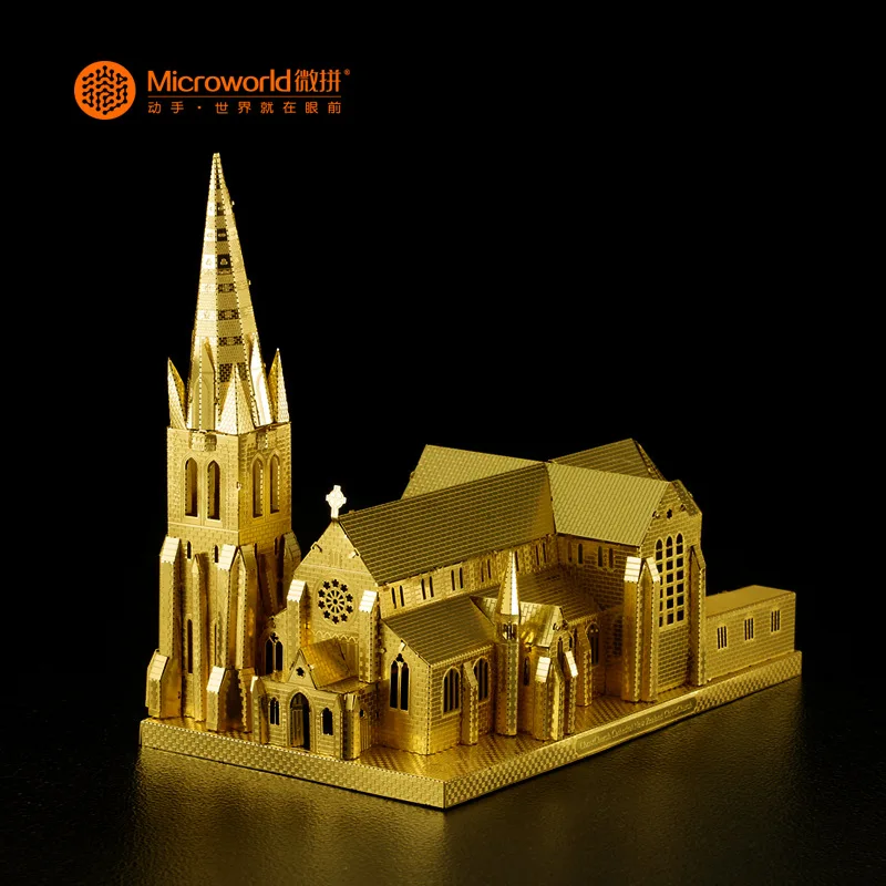 

Microworld Models Christchurch Cathedral model DIY laser cut Jigsaw puzzle building model 3D metal Puzzle Toys for adult gift