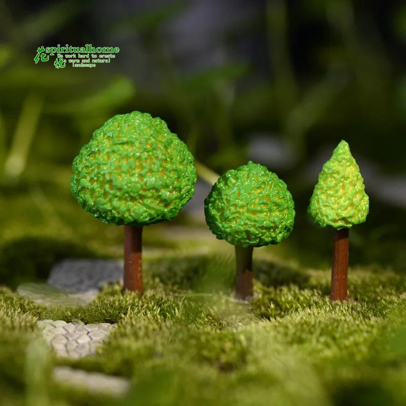 3pcs/lot Simulation Green Treen Model Of Micro Landscape Tree Moss Doll Ornaments Succulents Accessories Decorative Materials