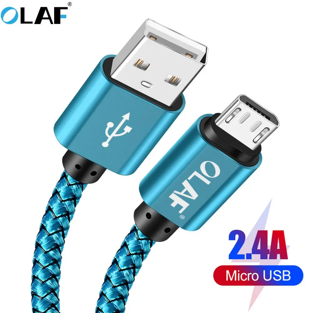 OLAF Micro usb cable 5V 2.4A Braided Quick charger Fast charging data cable for samsung huawei xiaom Microusb Mobile Phone Cable