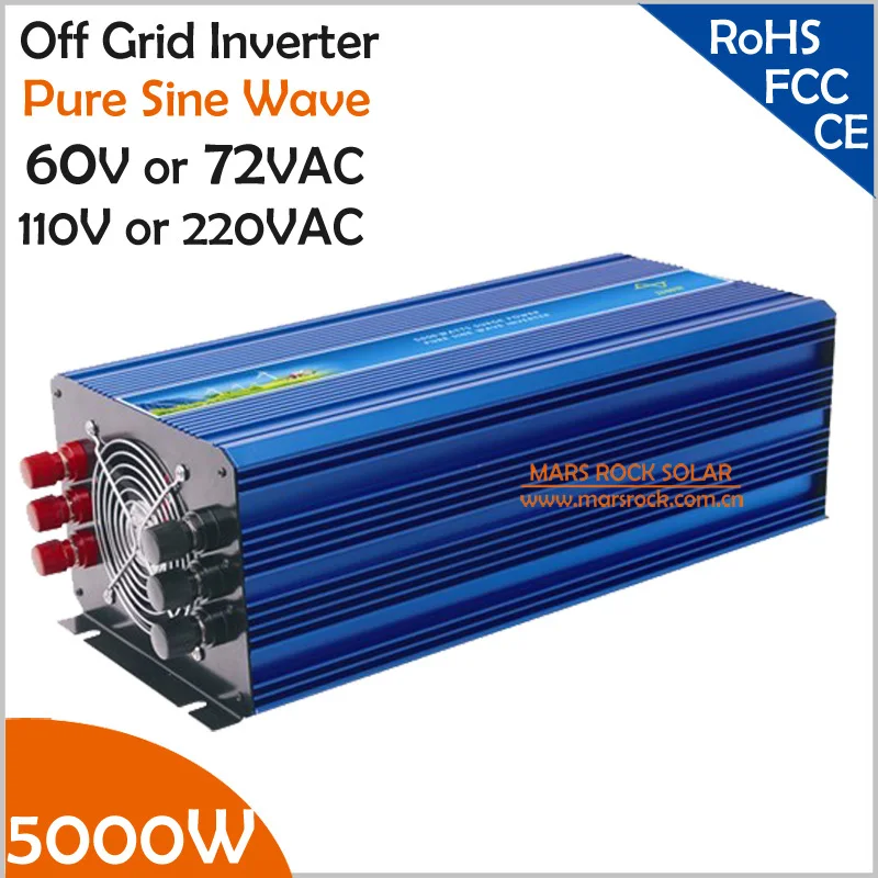 5000W 60V/72VDC 100/110/120VAC or 220/230/240VAC Pure Sine Wave PV Inverter Off Grid Solar& Wind Power Inverter PV Inverter