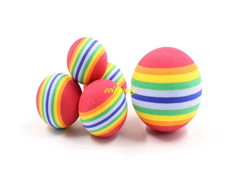 200pcs/lot Fast shipping 3.5cm Colorful Pet Cat Soft Foam ball 4.3cm 6.3cm Dog Rainbow Play Balls Activity Toys