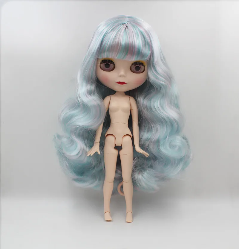 

Blygirl,Blyth doll,Mix colorful bangs with curly hair, 1/6 nude dolls, 19 joints, a new face shell doll that can make up for her