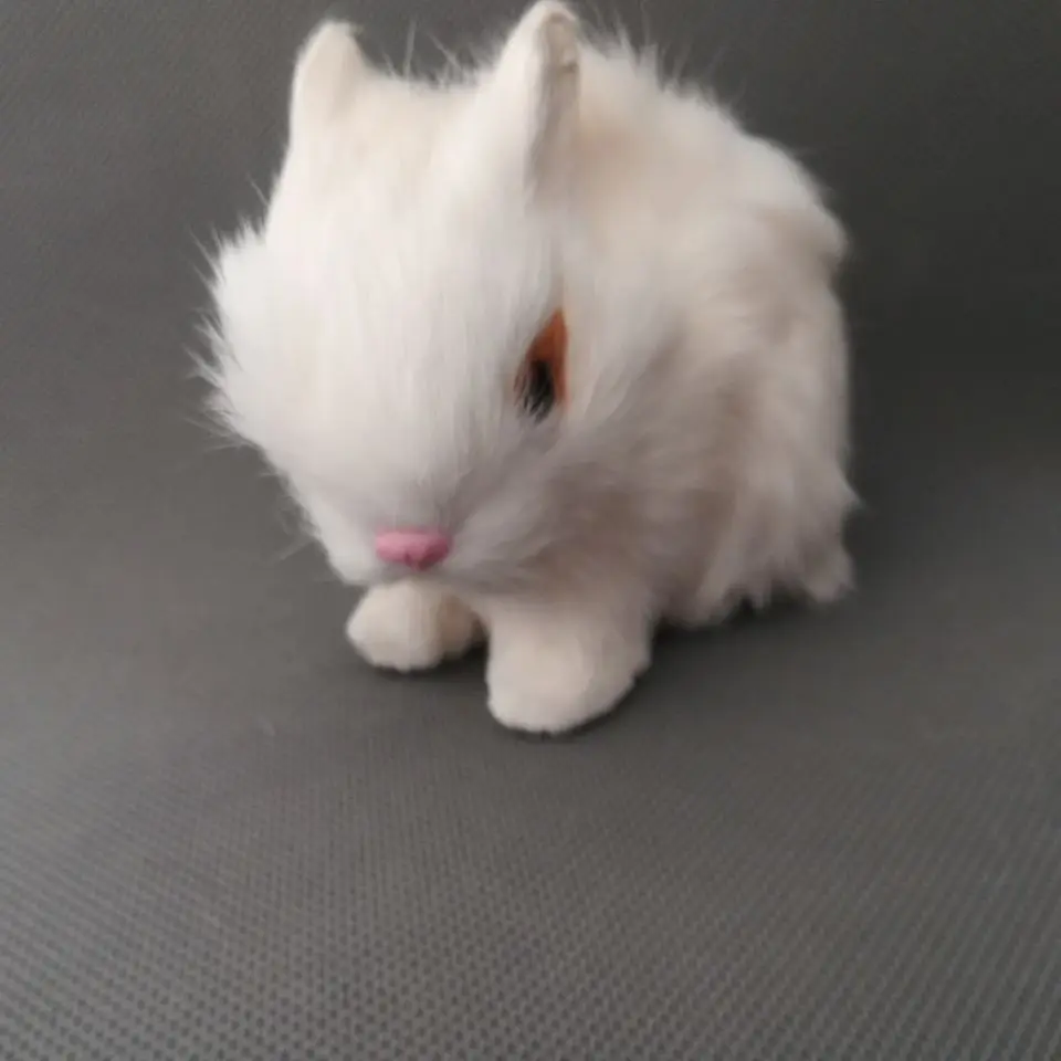 about 13x7x10cm real life toy lovely rabbit model polyethylene&white furs rabbit model decoration props ,model gift d0495