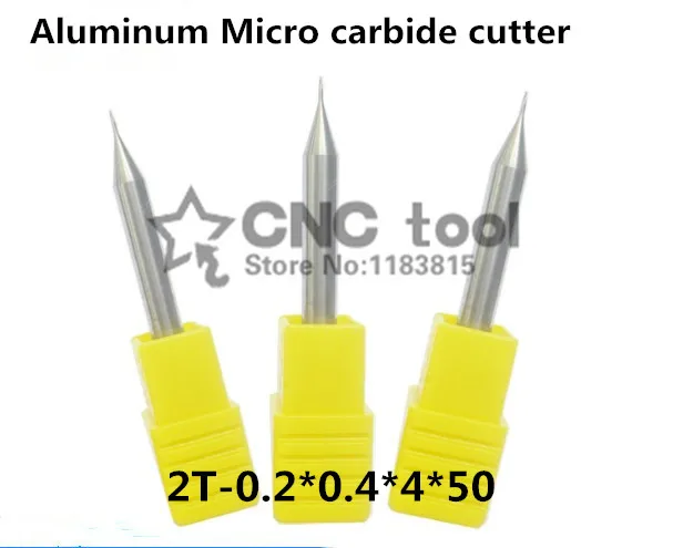 Aluminum Micro carbide cutter 1PCS 2Flute 2F-0.2*4*0.4*50mm alloy milling cutter, CNC machine,milling machine, CNC milling tools