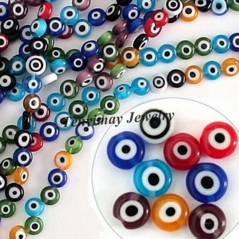 

Wholesale 500pcs 6mm Oblate Glass Beads Eye Beads Mixed Color For DIY Free Shipping