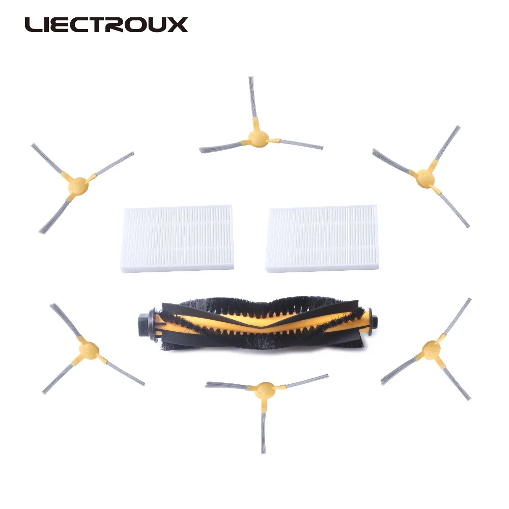 (For C30B) Spare part for Robot Vacuum cleaner LIECTROUX C30B,Side Brush x 6pcs+rubber Brush x 1pcs+HEPA filter x 2pcs