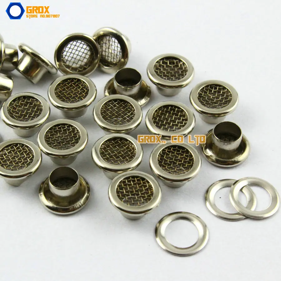 200 Set 8*4.5*5mm (Outer diameter * Inner diameter * Height) Silver Round Eyelet Grommet with Steel Mesh Inside