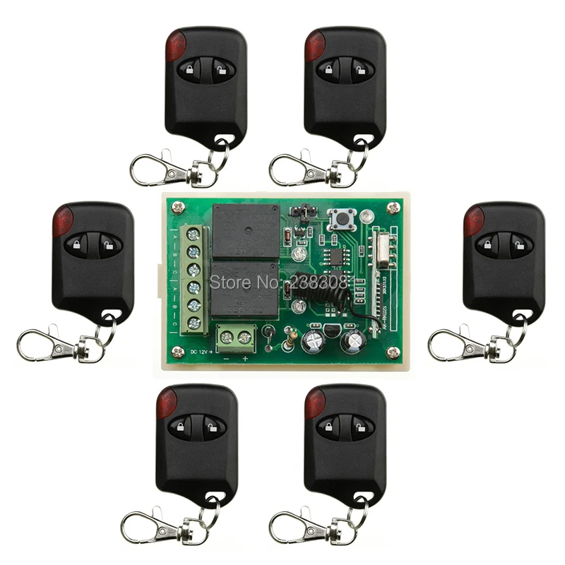 

Hot Sales DC 12V 10A 2CH 315MHz/433MHZ Wireless RF Remote Control Switch teleswitch 6* cat eye Transmitter+ 1*Receiver