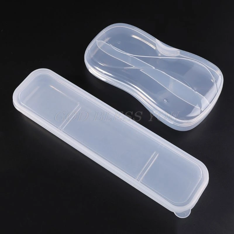 Portable Transparent Plastic Tableware Case Spoon Fork Storage Box Cutlery Organizer Travel Drop Shipping