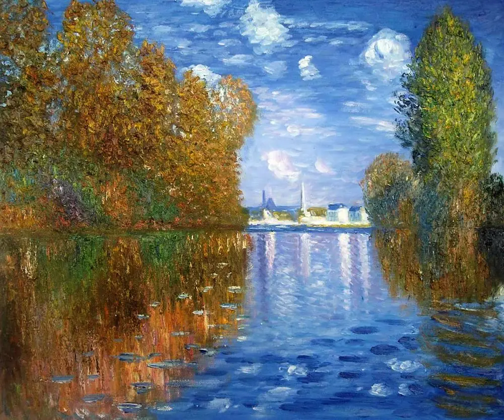 

Autumn at Argenteuil by Claude Monet, Landscape Wall Painting, Impressionist, Oil on Canvas, Art Pictures, Hand Painted