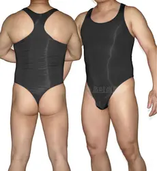 Mens bodysuit Thong Leotard Nylon spandex High Cut Race Back G3282 silky soft