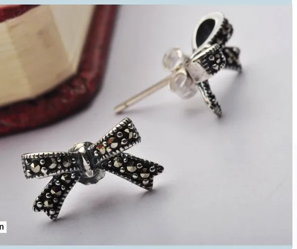 925 sterling silver jewelry mark bowknot  earrings