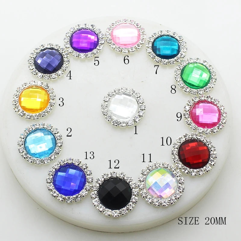 ZMASEY Crystal Buttons 20mm 10Pcs/Lot rhinestones Button Sewing Mix Color Handwork Decor Ribbon hair Accessory