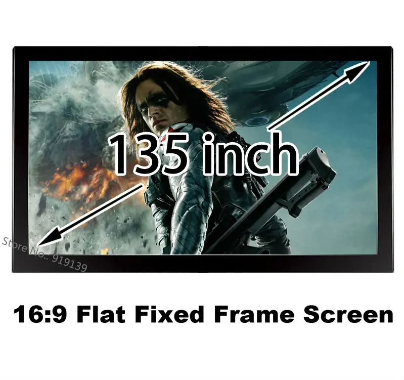 Big Cinema Size 135 Inch Flat Fixed Frame Screen 16:9 Wall Mount Projector Screens Amazing Image For 3D Cinema Quality Guarantee