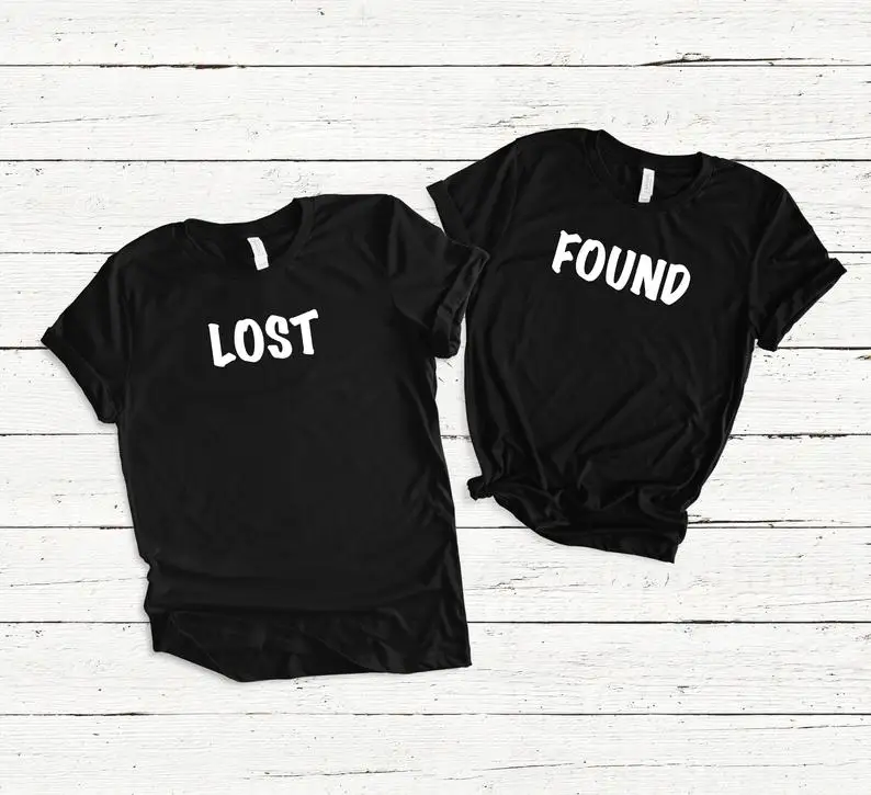 

Skuggnas Lost and Found Couples T-Shirt Cute His & Hers Shirts Matching Shirts Wedding Gift Anniversary Couple's Clothing