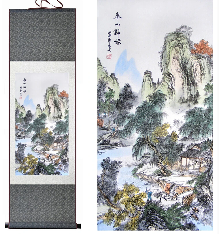 

Parrot Painting Home Office Decoration Chinese scroll painting birds painting mountain and Water paintingPrinted painting