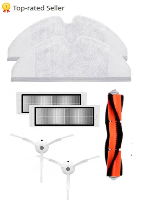 Piezas de cepillo principal y filtro Hepa, 2 Cepillo Lateral y 2 paños de fregona para Xiaomi Mi Robot aspirador 2 Roborock S50 S51