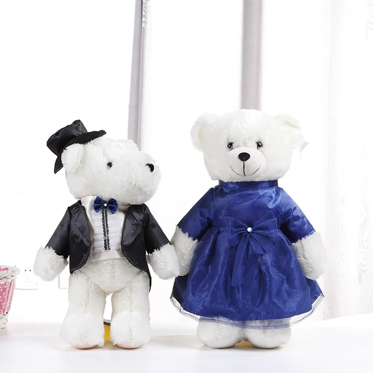 lovely wedding dress teddy bears plush toy about 38cm lovers bears soft doll wedding gift ,proposal, birthday gift s2804