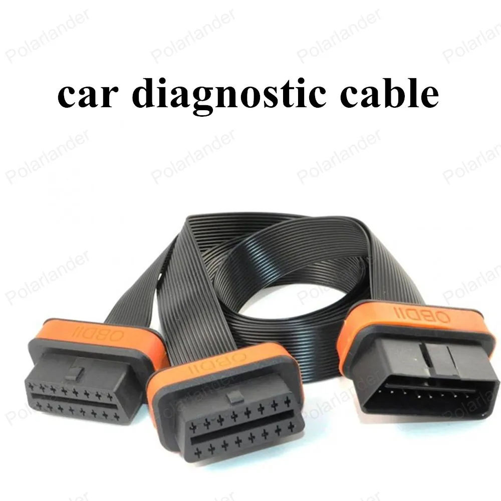 

hot sell OBDII 16 Pin Flat "noodle" car scanner cable 1 Male to 2 Female Extension Diagnostic Cable