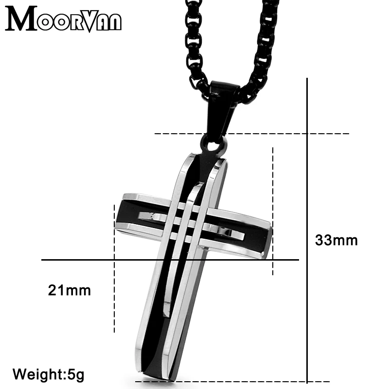 Moorvan unique geometry cross pendant+necklace women rock trendy stainless steel bump punk crucifix girl jewelry VP285